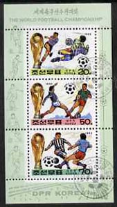 North Korea 1993 Football World Cup sheetlet #2 containing 20ch, 50ch & 70ch values, fine cto used, stamps on football   sport 