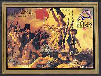 North Korea 1989 Philexfrance 89 Stamp Exhibition m/sheet (Liberty by Delacroix) very fine cto used, SG MS N2886, stamps on stamp exhibitions, stamps on arts    delacroix
