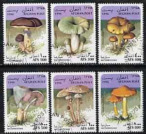 Afghanistan 1996 Mushrooms complete set of 6 very fine cto used*, stamps on fungi