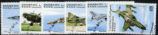 Sahara Republic 1996 Aircraft perf set of 6 very fine cto used*, stamps on aviation      jaguar    mig     mirage    f-4 phantom     hadley page    l-39