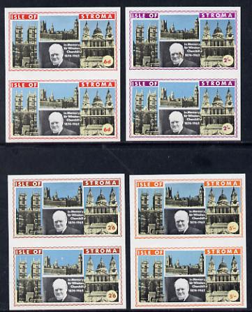 Stroma 1968 Churchill set of 4 in unmounted mint imperf pairs, stamps on churchill  personalities    buildings