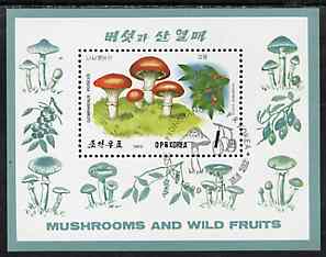 North Korea 1989 Fungi & Fruit 1wn m/sheet very fine cto used, SG MS N2859, stamps on fungi    fruit