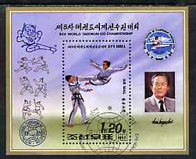 North Korea 1992 World Taekwondo Championships m/sheet very cto used SG N3193, stamps on martial-arts, stamps on taekwondo