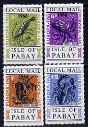 Pabay 1965 Europa (Crustaceans) set of 4 opt'd 1966 (in black) unmounted mint, stamps on europa  marine-life