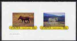 Staffa 1982 Animals imperf set of 2 (40p Wild Boar & 60p Zebra) unmounted mint, stamps on animals    boars        zebras      swine, stamps on zebra