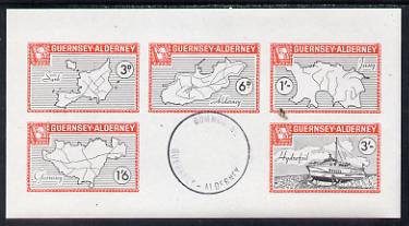 Guernsey - Alderney 1965 Maps imperf m/sheet containing the set of 5 with Commodore cancellation, Rosen CSA 40MS, stamps on , stamps on  stamps on europa      maps   