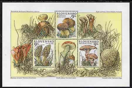 Slovakia 1997 Mushrooms unmounted mint sheetlet containing 3 values, stamps on fungi