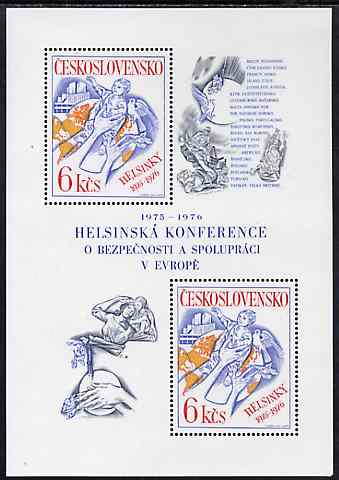 Czechoslovakia 1976 Security & Co-operation Conference unmounted mint m/sheet, SG MS 2297, Mi BL 33, stamps on security