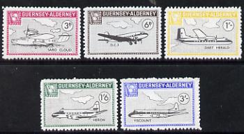 Guernsey - Alderney 1965 Aircraft perf set of 5 unmounted mint, stamps on aviation