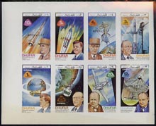 Dhufar 1972 Heads of State & Space Achievements complete imperf  set of 8 optd APOLLO 17 unmounted mint, stamps on space    constitutions    kennedy     churchill     telescope    de gaulle    personalities      communications
