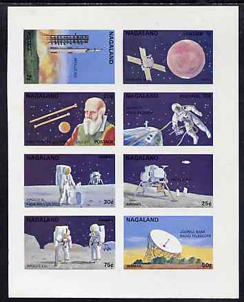 Nagaland 1972 Space complete imperf set of 8 unmounted mint, stamps on space    telescope