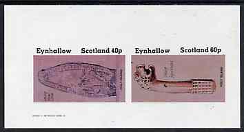 Eynhallow 1982 Viking Antiqueties imperf set of 2 (40p Viking Tomb Stone & 60p Figurehead) unmounted mint, stamps on antiques, stamps on ships, stamps on vikings