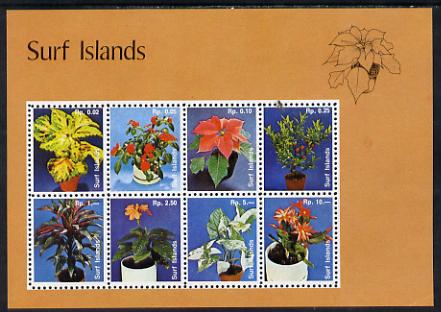 Surf Island Flowers perf sheetlet containing complete set of 8 (tan border) unmounted mint, stamps on flowers