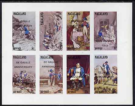 Nagaland 1972 Napoleon imperf set of 8 values complete optd De Gaulle Anniversary unmounted mint, stamps on personalities     history   militaria    napoleon     de gaulle, stamps on personalities, stamps on de gaulle, stamps on  ww1 , stamps on  ww2 , stamps on militaria  , stamps on dictators.
