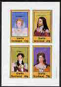 Staffa 1981 Monarchs imperf set of 4 (Elizabeth I, Charles I, George IV & Anne) unmounted mint, stamps on , stamps on  stamps on royalty     drake, stamps on  stamps on scots, stamps on  stamps on scotland