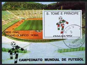 St Thomas & Prince Islands 1990 Football World Cup undenominated m/sheet (Emblem) very fine cto used, stamps on football, stamps on sport