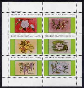 Bernera 1982 Flowers #13 (Camellia, Honeysuckle, etc) perf  set of 6 values (10p to 75p) unmounted mint, stamps on flowers, stamps on  tea , stamps on drink
