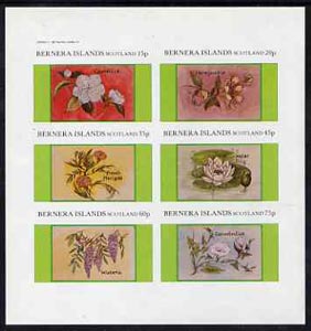 Bernera 1982 Flowers #13 (Camellia, Honeysuckle, etc) imperf  set of 6 values (10p to 75p) unmounted mint, stamps on flowers, stamps on  tea , stamps on drink