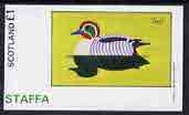 Staffa 1982 Teal Duck imperf  souvenir sheet (Â£1 value) unmounted mint, stamps on birds    ducks
