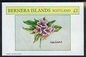 Bernera 1982 Plants #2 (Henbane) imperf deluxe sheet (Â£2 value) unmounted mint, stamps on flowers  