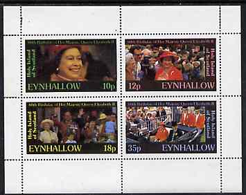 Eynhallow 1986 Queen's 60th Birthday perf set of 4 (10p, 12p, 18p & 35p) unmounted mint, stamps on royalty, stamps on 60th birthday 