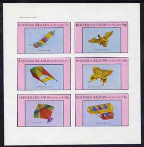 Bernera 1982 Kites (Centipede Kite, Box Kite, etc) imperf set of 6 values (15p to 75p) unmounted mint, stamps on toys     kites      games