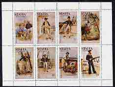 Staffa 1977 Sailors Uniforms perf set of 8 values (1p to 50p) unmounted mint, stamps on explorers, stamps on ships, stamps on militaria, stamps on military uniforms