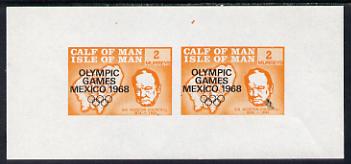 Calf of Man 1968 Olympic Games Mexico overprinted on Churchill imperf m/sheet (2 x 2m in orange) unlisted by Rosen unmounted mint, stamps on churchill, stamps on maps, stamps on personalities, stamps on sport, stamps on olympics