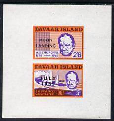 Davaar Island 1966 Churchill imperf m/sheet (3d & 2s6d) with Moon Landing overprint unmounted mint, stamps on churchill    personalities  space
