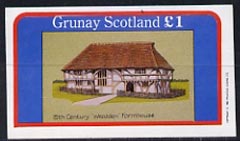 Grunay 1982 Architecture (15th Cent Wealden Farmhouse) imperf souvenir sheet (Â£1 value) unmounted mint, stamps on architecture     houses    farms