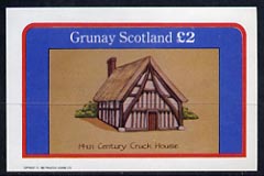 Grunay 1982 Architecture (14th Cent Cruck House) imperf deluxe sheet (Â£2 value) unmounted mint, stamps on architecture     houses