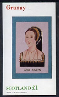 Grunay 1982 Royalty (Anne Boleyn) imperf souvenir sheet (Â£1 value) unmounted mint, stamps on royalty