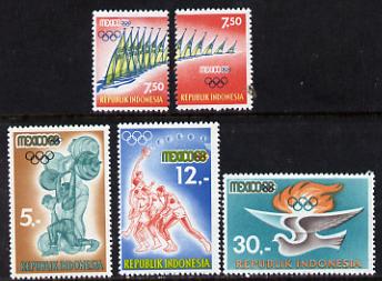 Indonesia 1968 Olympic Games set of 5 unmounted mint SG 1209-13*, stamps on sport    olympics