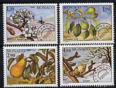 Monaco 1989 Seasons of the Pear Tree set of 4 pre-cancels unmounted mint, SG 1952-55, Mi 1924-27, stamps on trees     fruit