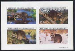 Bernera 1981 Racoons imperf  set of 4 values complete (10p to 75p) unmounted mint, stamps on animals    racoons  