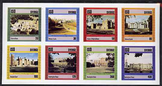 Iso - Sweden 1978 25th Anniversary of Coronation imperf set of 8 values (Royal Castles & Palaces) unmounted mint, stamps on royalty, stamps on coronation, stamps on castles, stamps on palaces, stamps on  iso , stamps on 