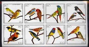 Iso - Sweden 1977 Birds (Red Bishop, Weaver, Cuban Finch, etc) imperf set of 8 values (20 to 350) unmounted mint, stamps on birds, stamps on  iso , stamps on 
