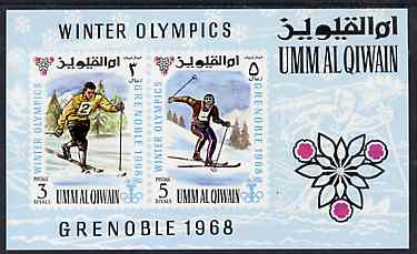Umm Al Qiwain 1968 Grenoble Winter Olympic Games imperf m/sheet unmounted mint, Mi BL12, stamps on olympics   sport       skiing       