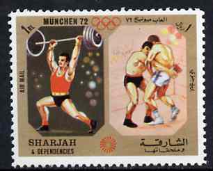 Sharjah 1972 Weightlifting & Wrestling (1R) from Olympic Sports perf set of 10 unmounted mint, Mi 949, stamps on weightlifting    wrestling