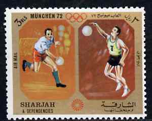 Sharjah 1972 Handball & Volleyball (3R) from Olympic Sports perf set of 10 unmounted mint, Mi 951, stamps on handball     volleyball