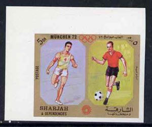 Sharjah 1972 Football & Running (5Dh) from Olympic Sports imperf set of 10 unmounted mint, Mi 942B, stamps on , stamps on  stamps on football     running, stamps on  stamps on sport
