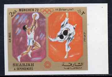 Sharjah 1972 Basketball & Judo (2R) from Olympic Sports imperf set of 10 unmounted mint, Mi 950B, stamps on basketball, stamps on judo, stamps on martial-arts