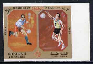 Sharjah 1972 Handball & Volleyball (3R) from Olympic Sports imperf set of 10 unmounted mint, Mi 951B, stamps on handball     volleyball
