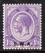 South West Africa 1927 KG5 1s3d unmounted mint, SG 56, stamps on , stamps on  kg5 , stamps on   