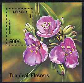 Tanzania 1994 Tropical Flowers unmounted mint m/sheet, SG MS 1924, Mi BL 263, stamps on flowers
