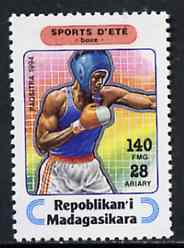 Madagascar 1994 Boxing 140f + 28 from Sports set of 7, Mi 1710 unmounted mint, stamps on boxing, stamps on sport