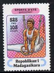 Madagascar 1994 Rings 525f + 105 from Sports set of 7, Mi 1711 unmounted mint, stamps on gymnastics, stamps on  gym , stamps on gymnastics, stamps on 