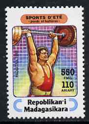 Madagascar 1994 Weightlifting 550f + 110 from Sports set of 7, Mi 1712 unmounted mint, stamps on weightlifting