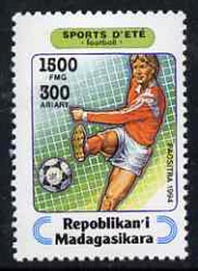 Madagascar 1994 Football 1500f + 300 from Sports set of 7, Mi 1715, stamps on football, stamps on sport