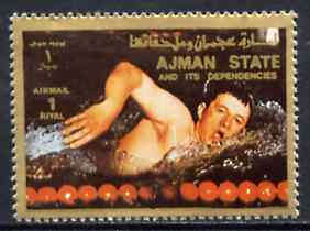 Ajman 1972 Swimming 1R from Munich Olympics perf set of 16, unmounted mint , stamps on swimming